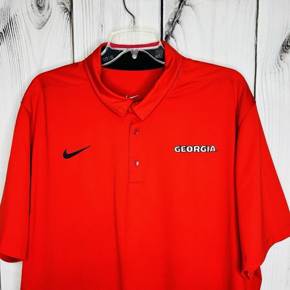 Nike Dri Fit Georgia Bulldogs Polo Shirt Mens Size XXL Red Embroidered - Picture 2 of 9